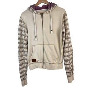 Pendleton Cream Hoodie with Purple Accents